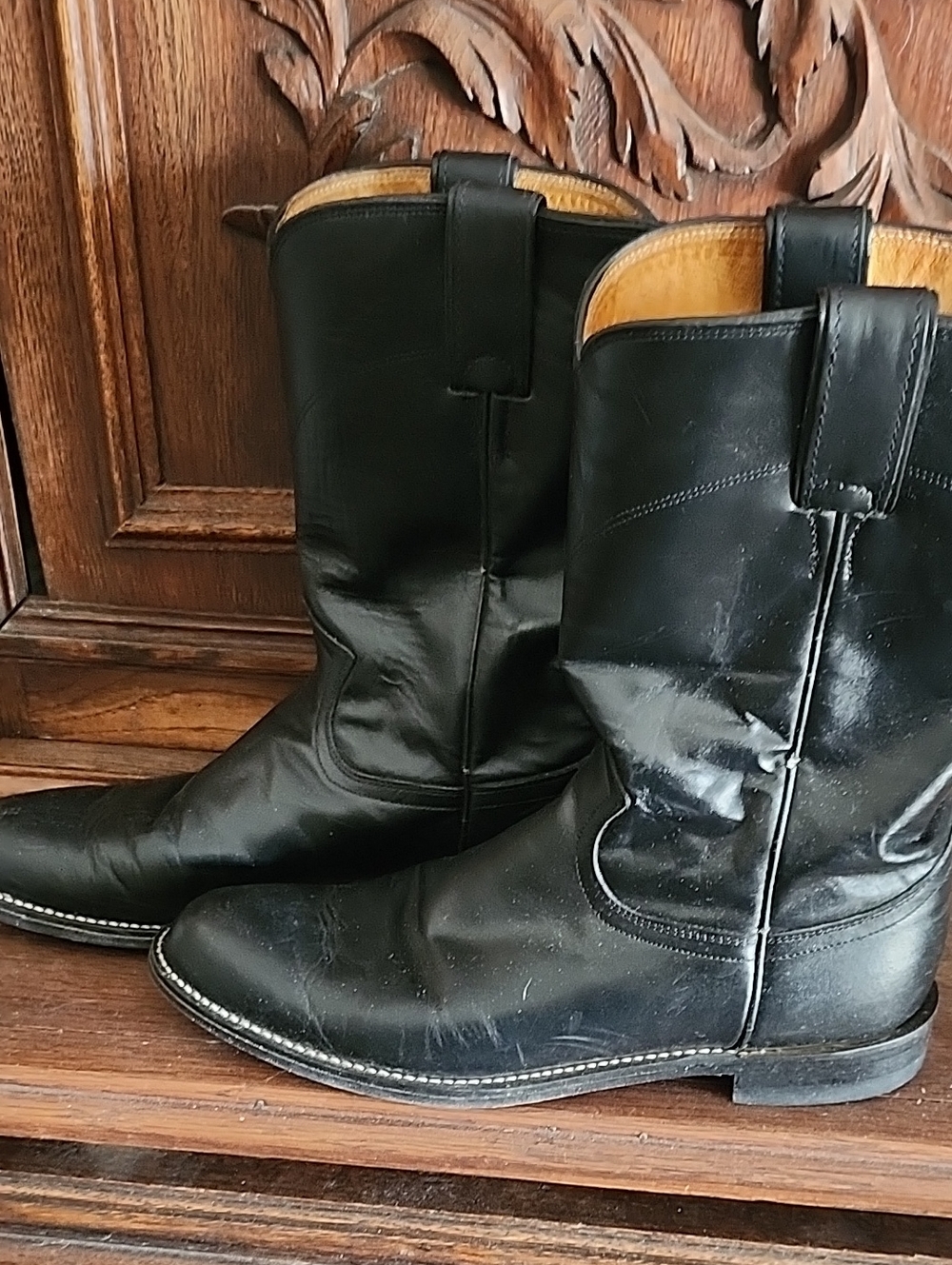 Classic Justin Roper Black Western Boots 8.5b